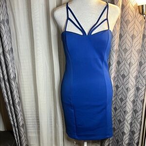 Elegant Strapless Blue Dress